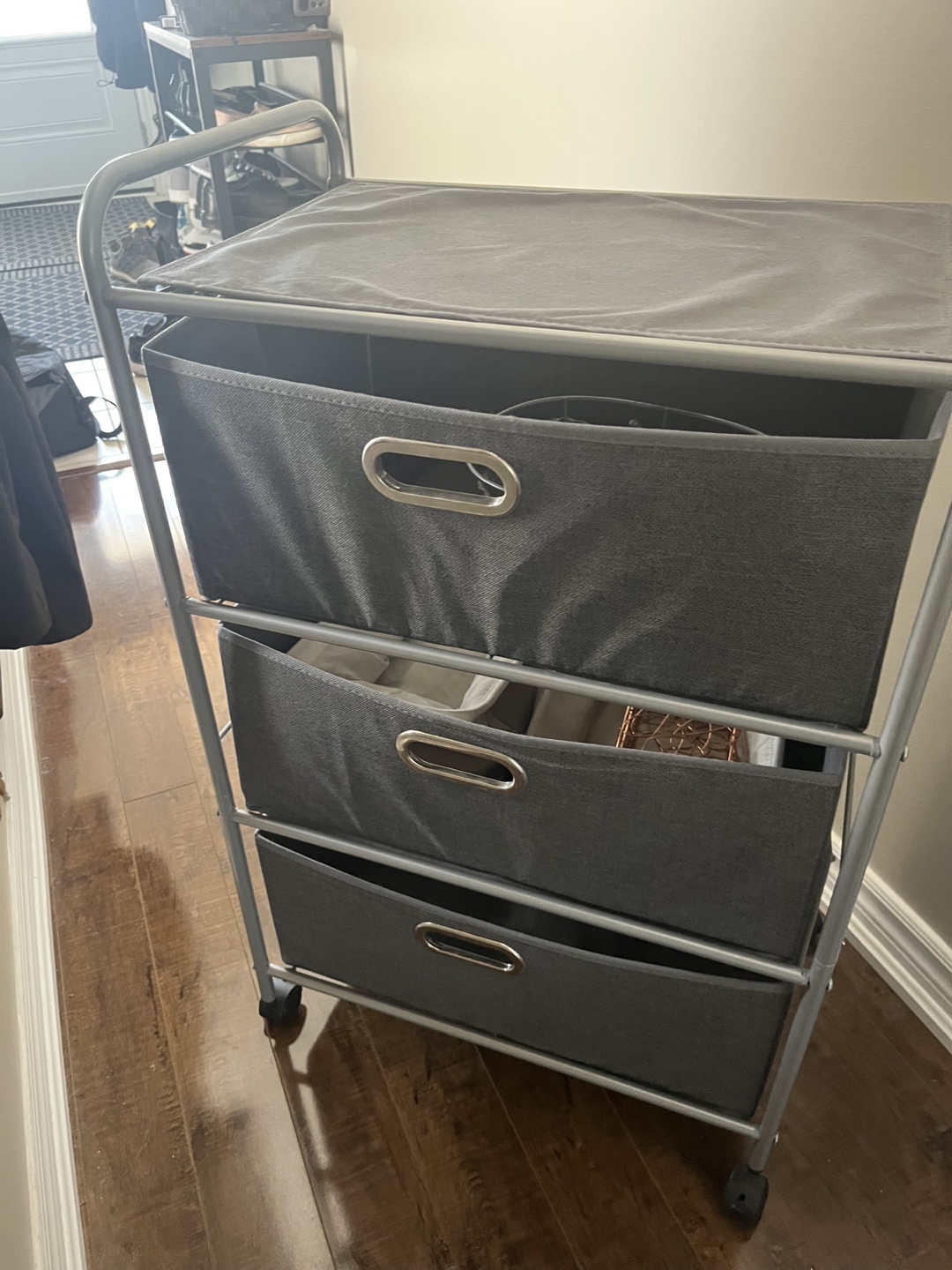 Rolling Storage Cart with 3 Drawers - Grey