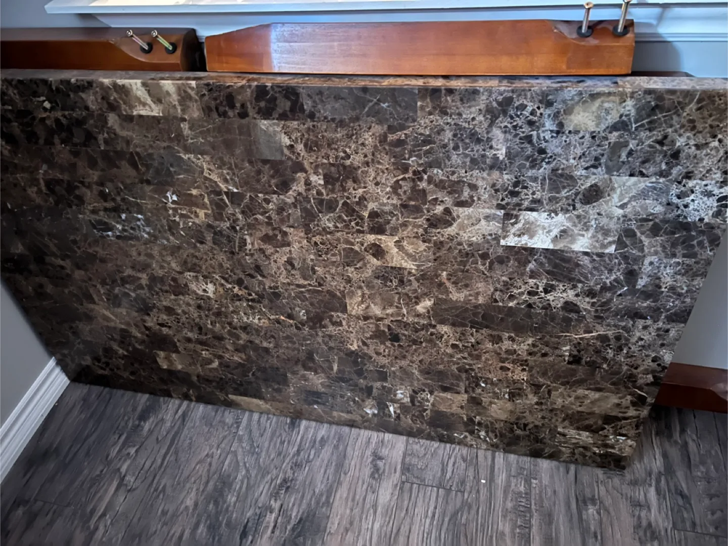 Marble Top Table with Wooden Legs thumbnail
