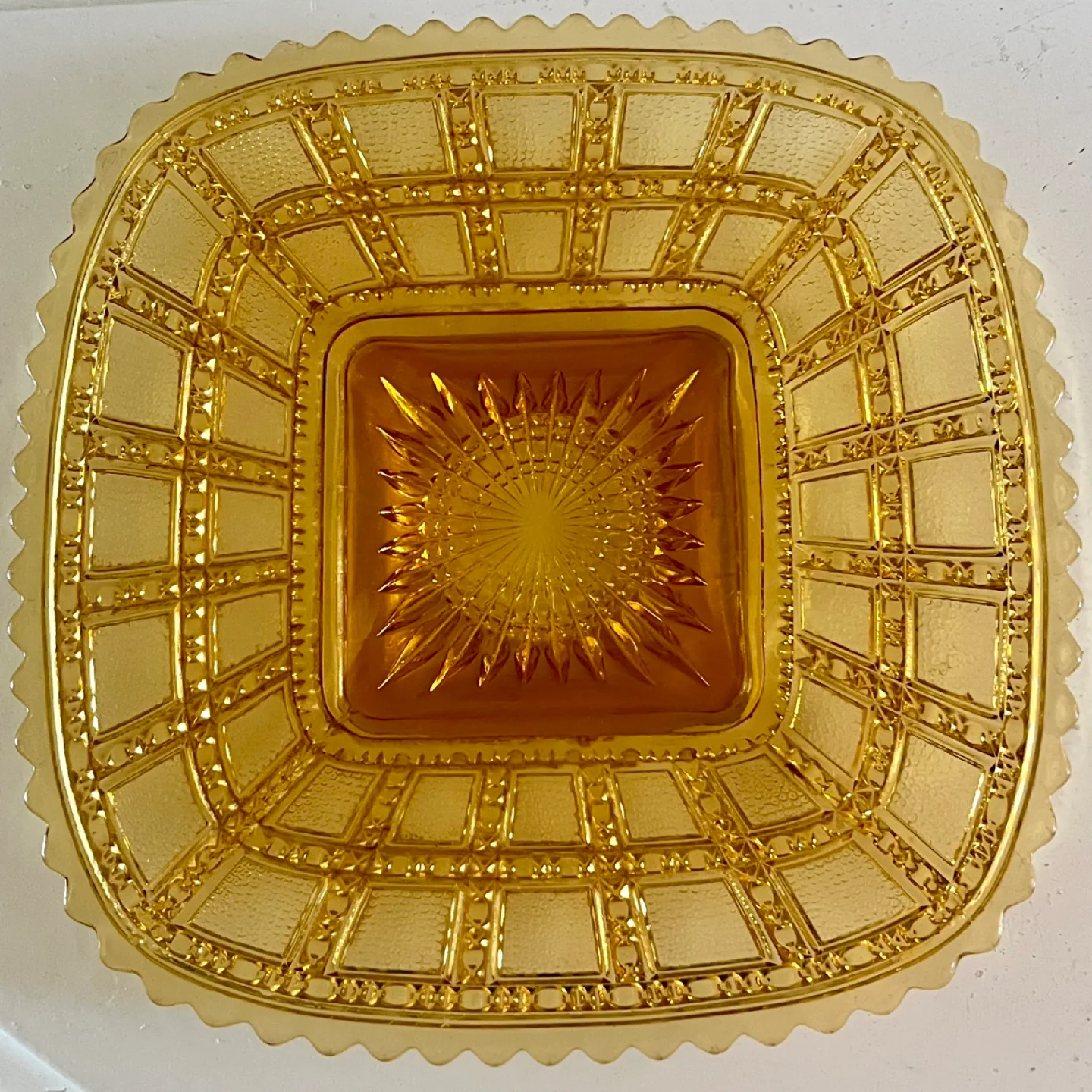 Vintage 1930s Imperial Glass Sunny Square Beaded Block Plate thumbnail