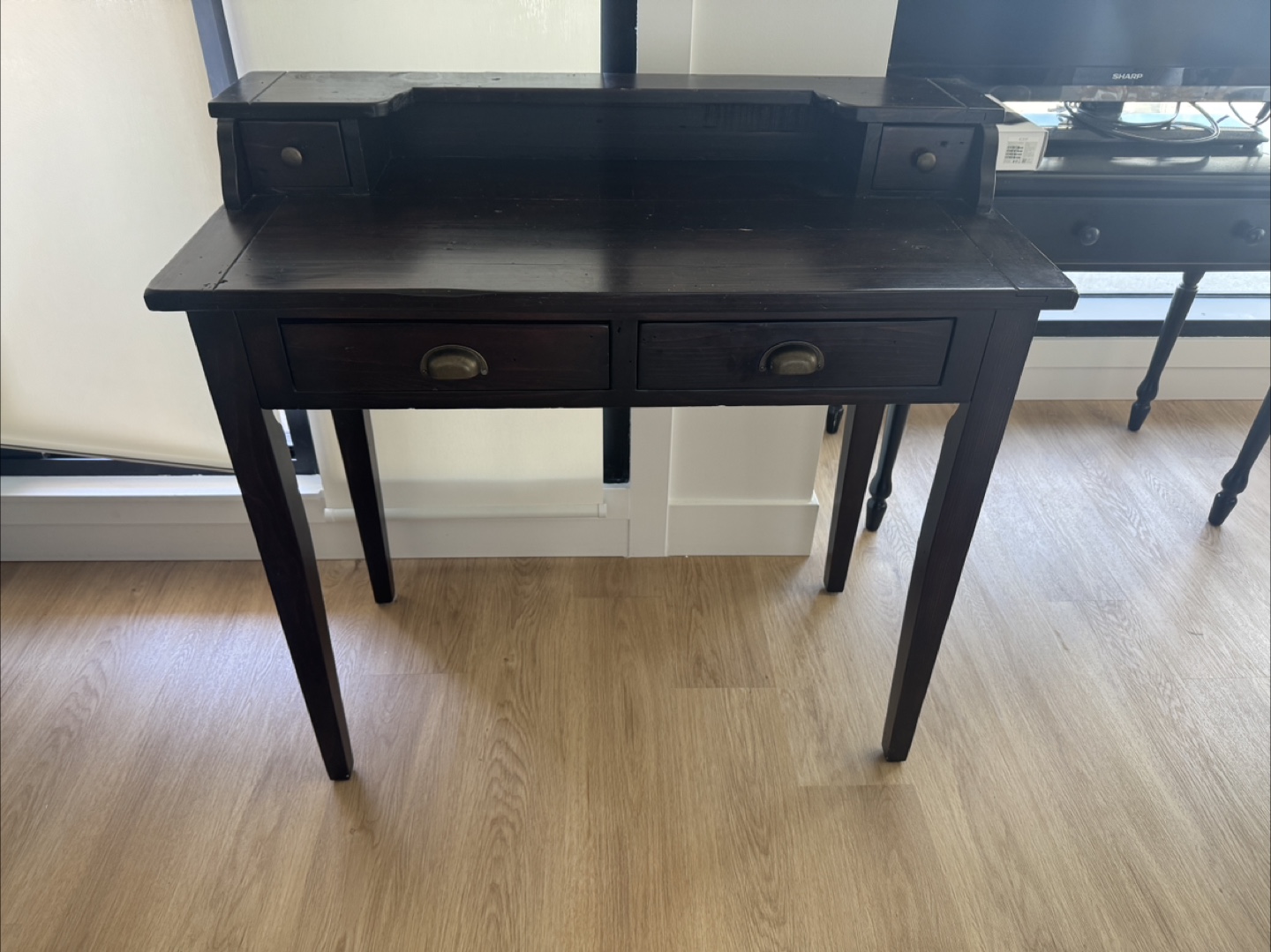 Dark Wood Desk with Drawers