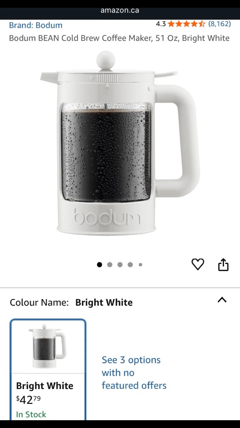 Bodum BEAN Cold Brew French Press Coffee Maker 1.5 L ☕️🫖🤍🇵🇹 🇨🇦 image indicator(8)