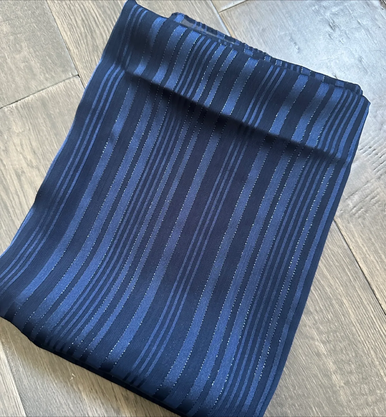 Navy Blue Striped Chiffon Scarf thumbnail