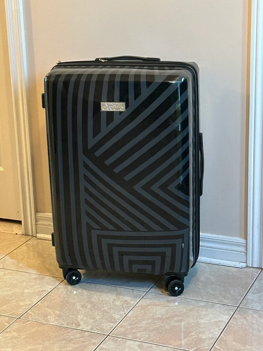 Vince Camuto Black Geometric Pattern Luggage thumbnail