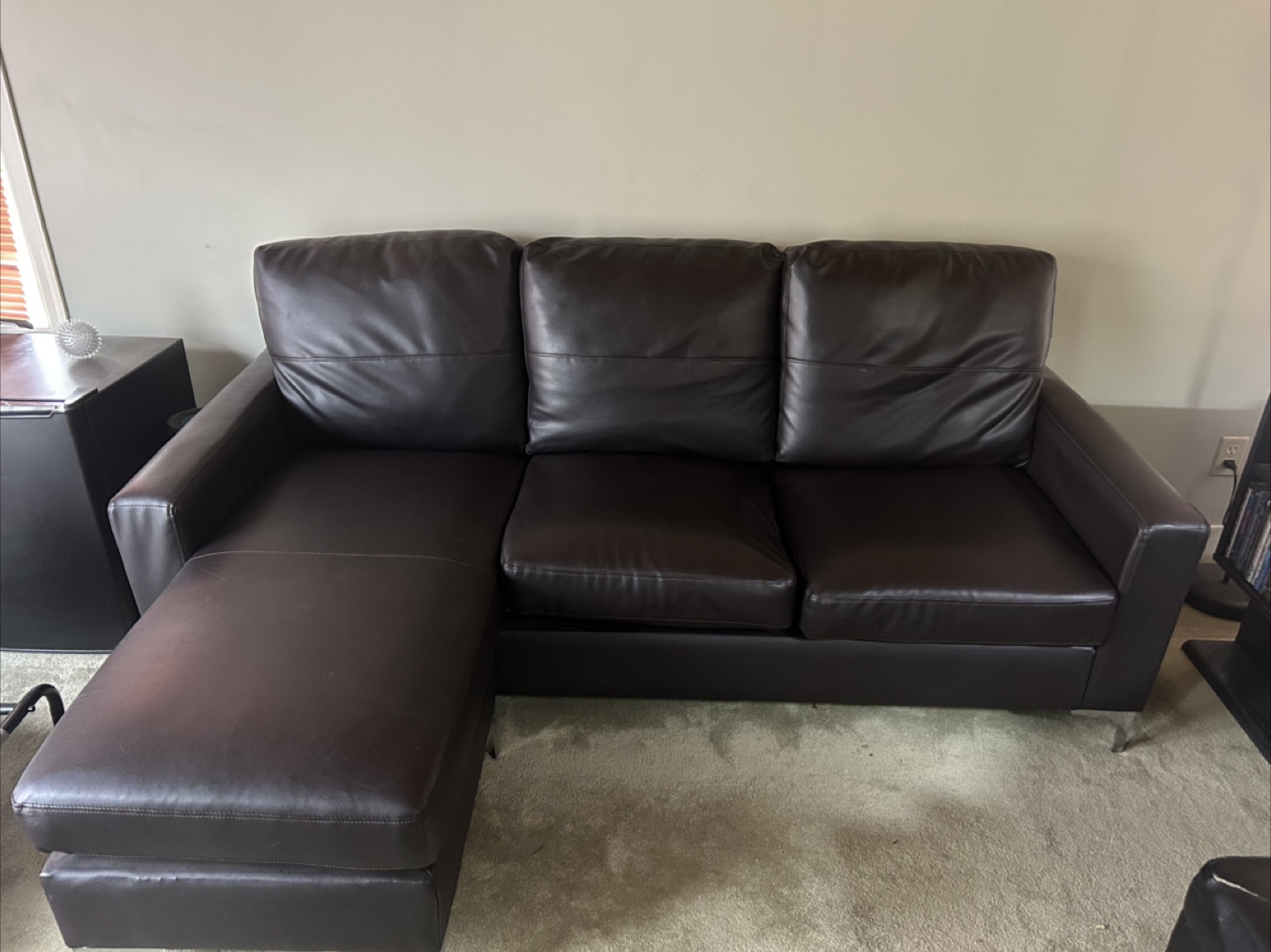 Reversible Faux Leather Sectional Couch