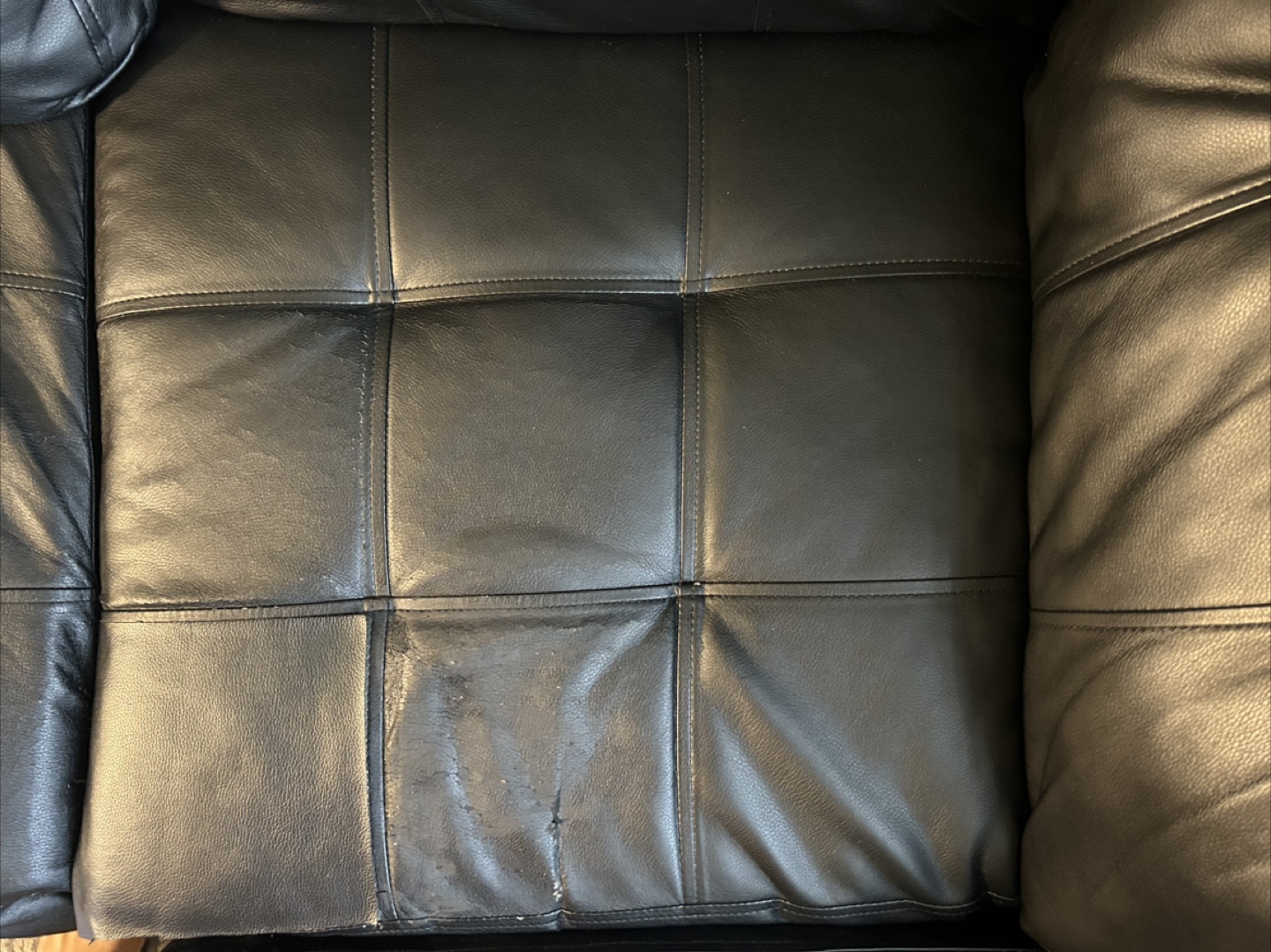 Black leather L shaped sofa - photo 5