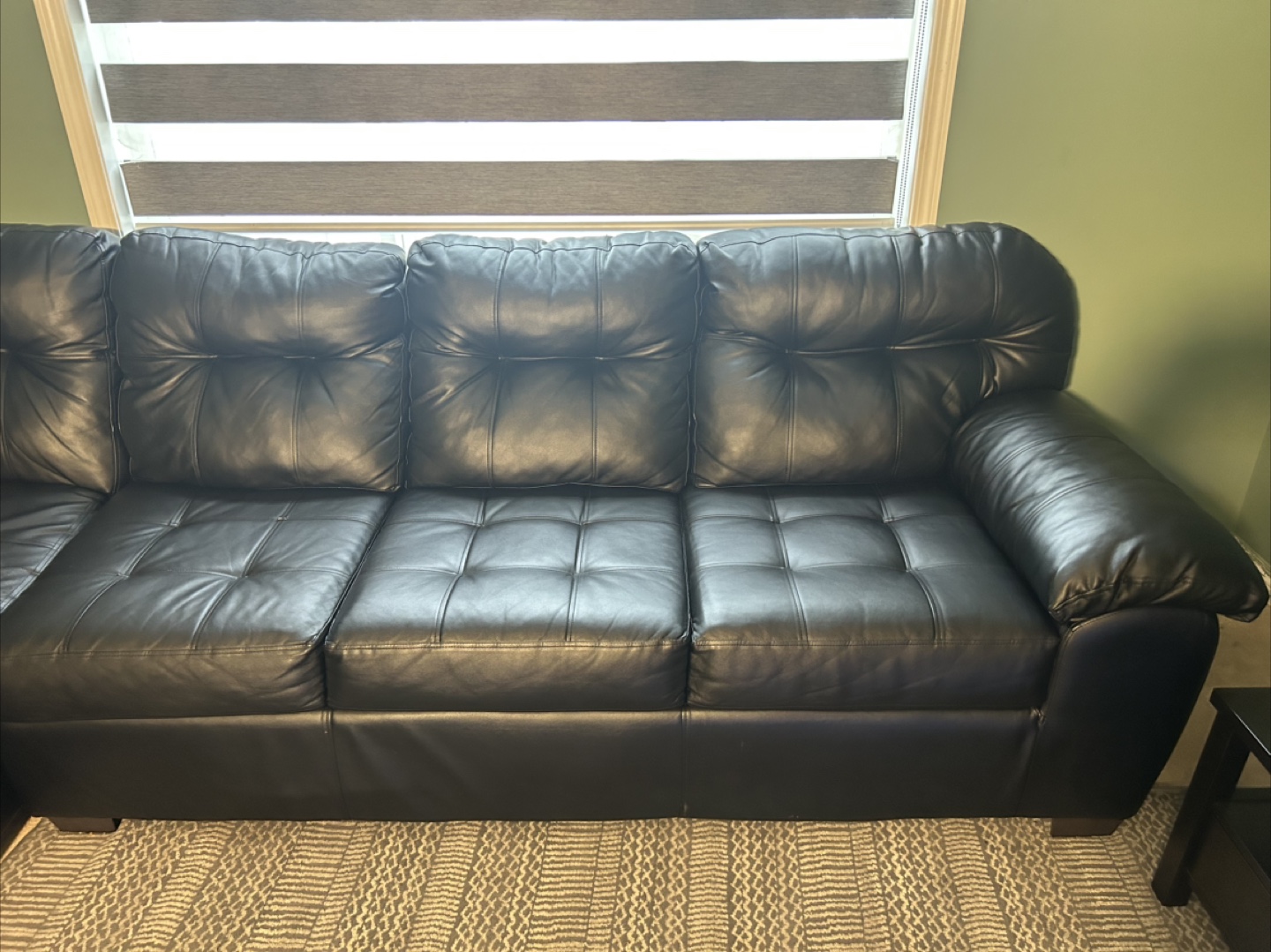Black leather L shaped sofa - photo 3