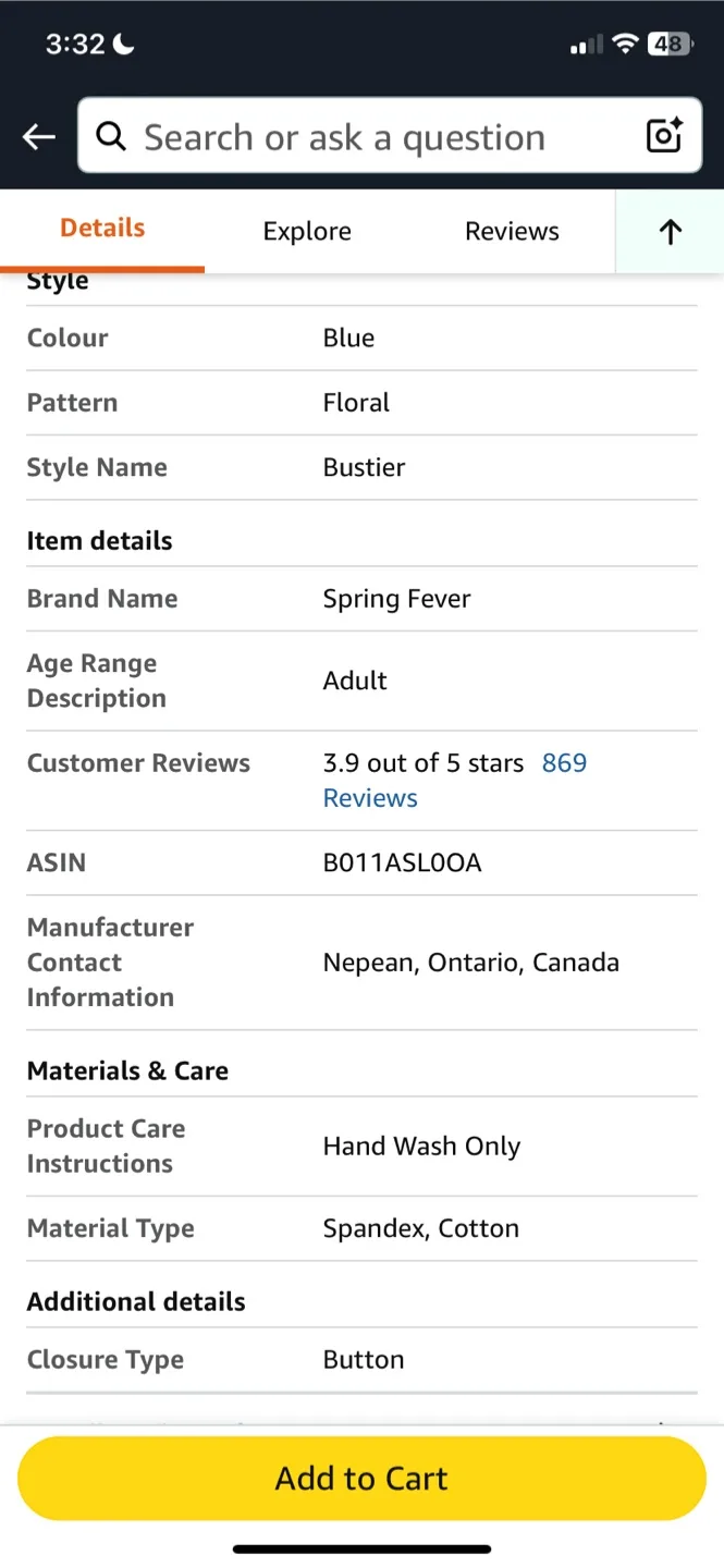 Spring Fever Blue Floral Bustier Corset - Size XXXL image indicator(2)