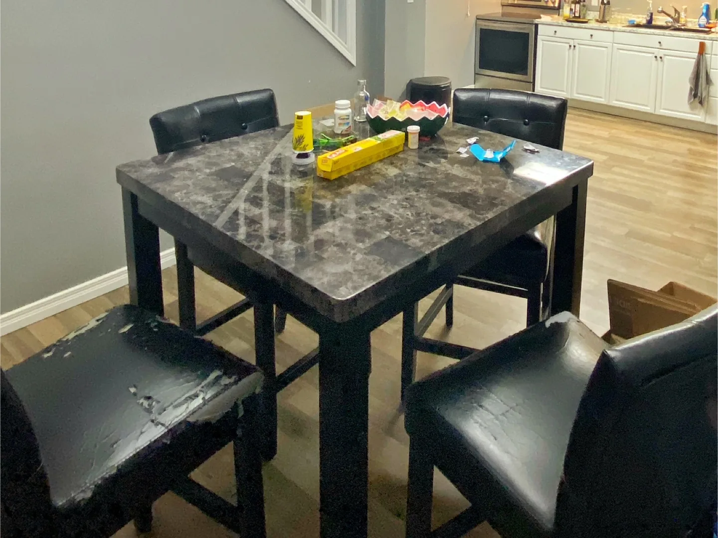 Square Marble-look Pub Dining Table thumbnail