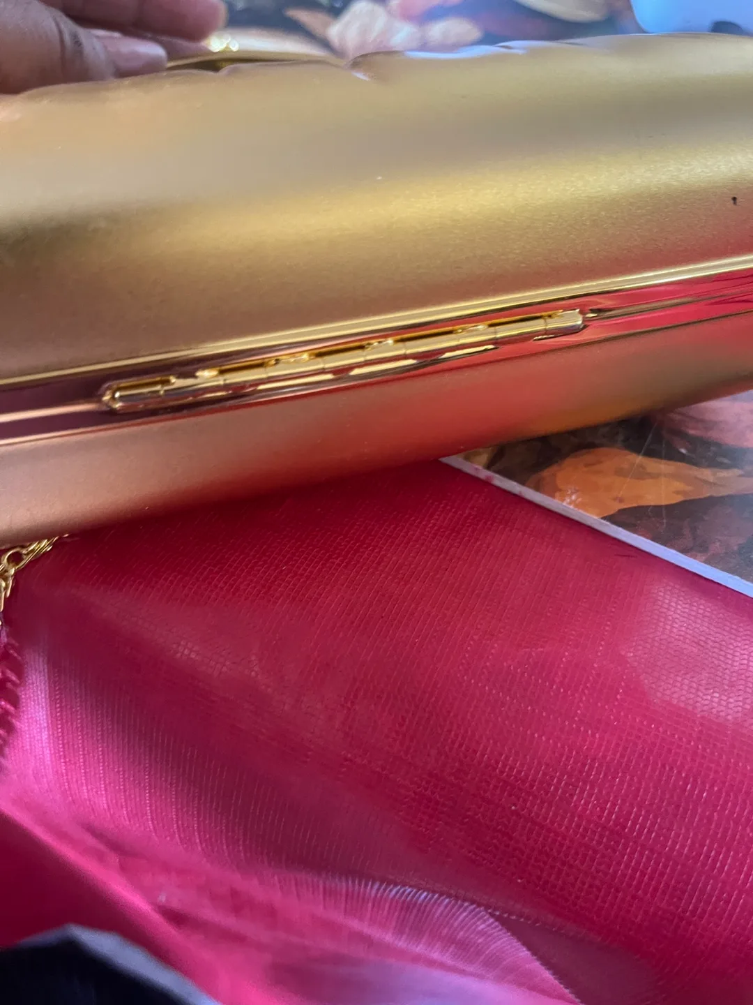 Party evening clutch with sling gold metal hard material image indicator(5)