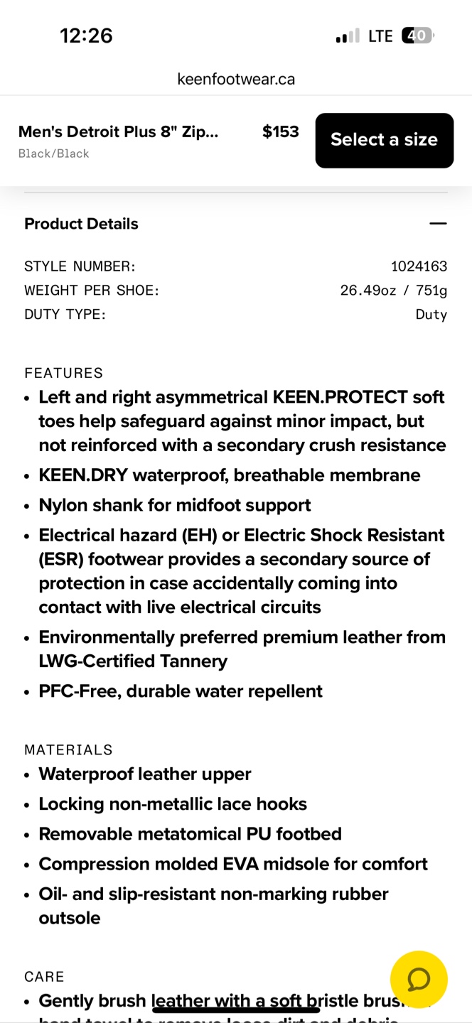 Keen Detroit Plus 8" Zip Waterproof Work Boots - Men's 9.5D - photo 3