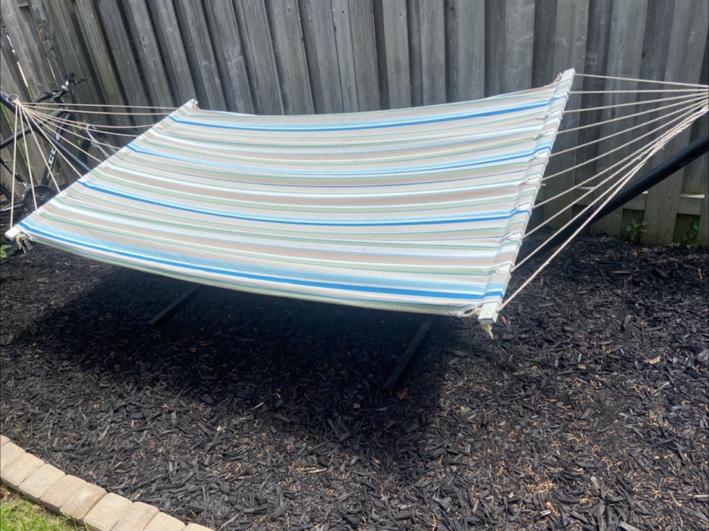 Striped Hammock with Stand