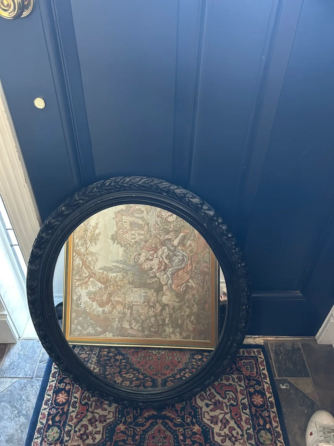 Oval black frame mirror thumbnail