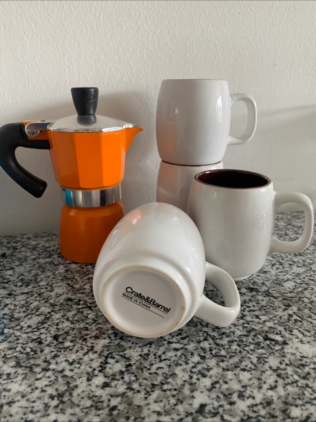 Crate & Barrel Espresso cups- Set of 4, plus moka for 1 thumbnail