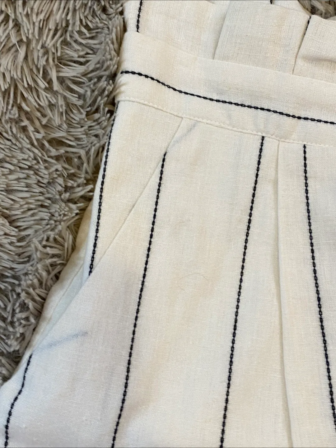 F21 Striped Paperbag Waist Shorts - Size Small image indicator(6)