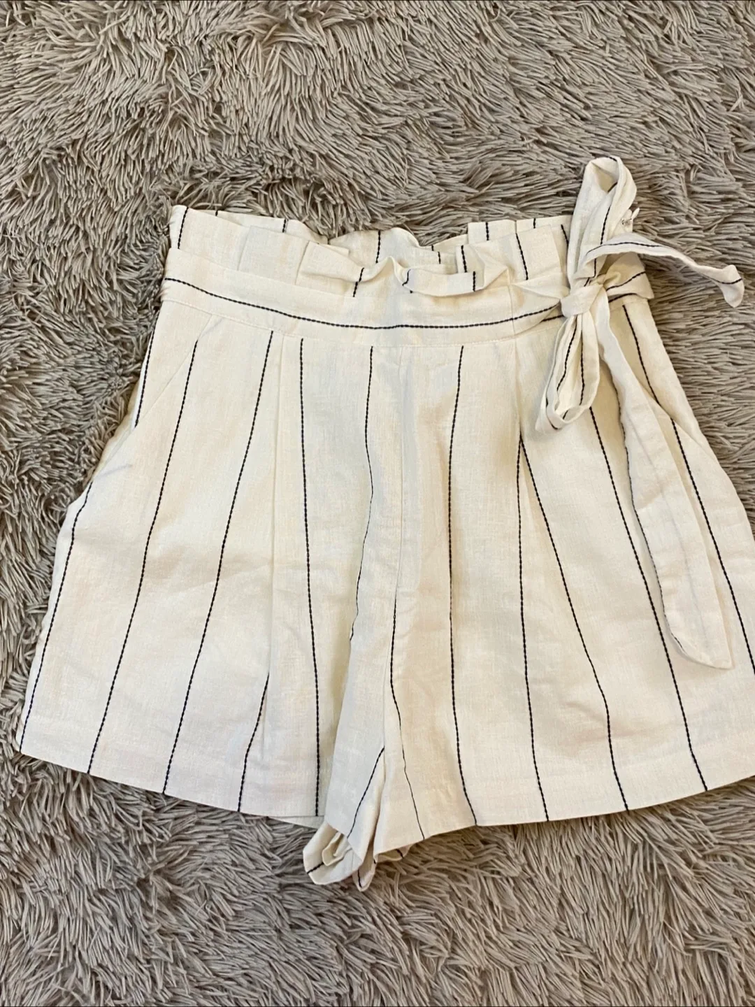 F21 Striped Paperbag Waist Shorts - Size Small image indicator(3)