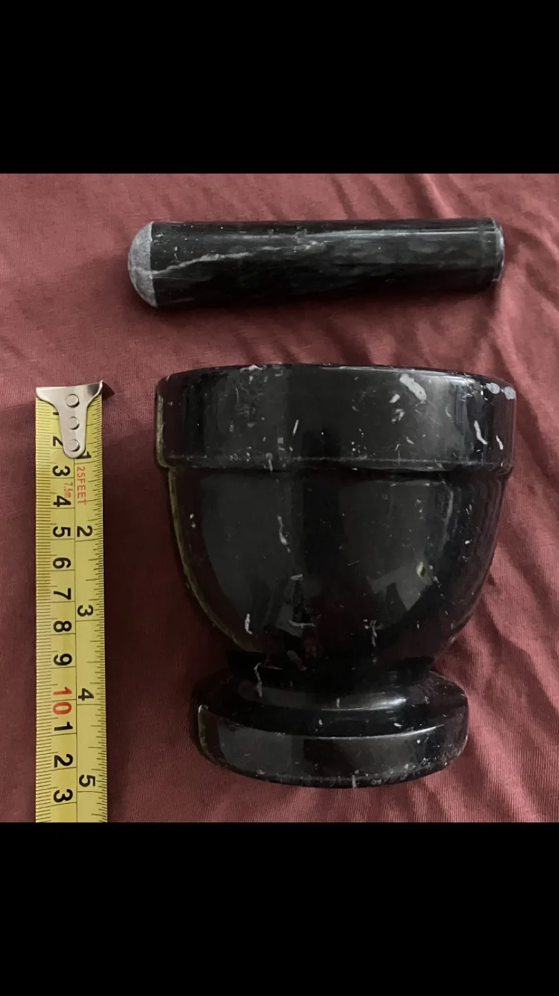 Black Marble Mortar and Pestle Set 🖤 🇨🇦 thumbnail