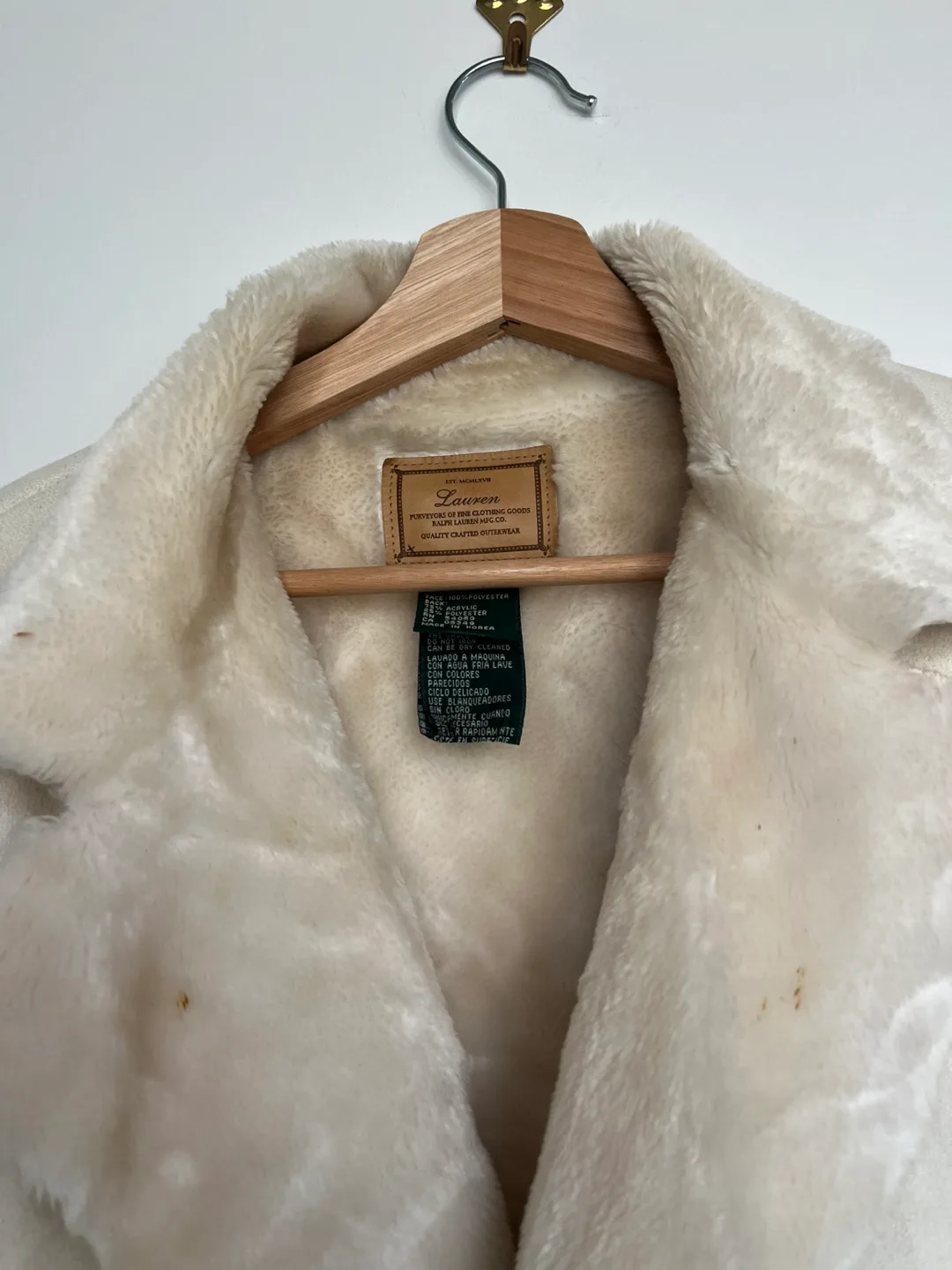 Lauren Furnishings Cream Faux Shearling Jacket image indicator(2)