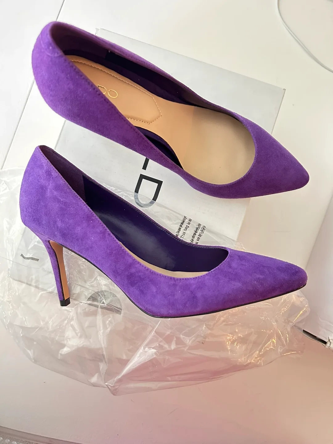 NEW ALDO Purple Suede Heels, Size 7 thumbnail