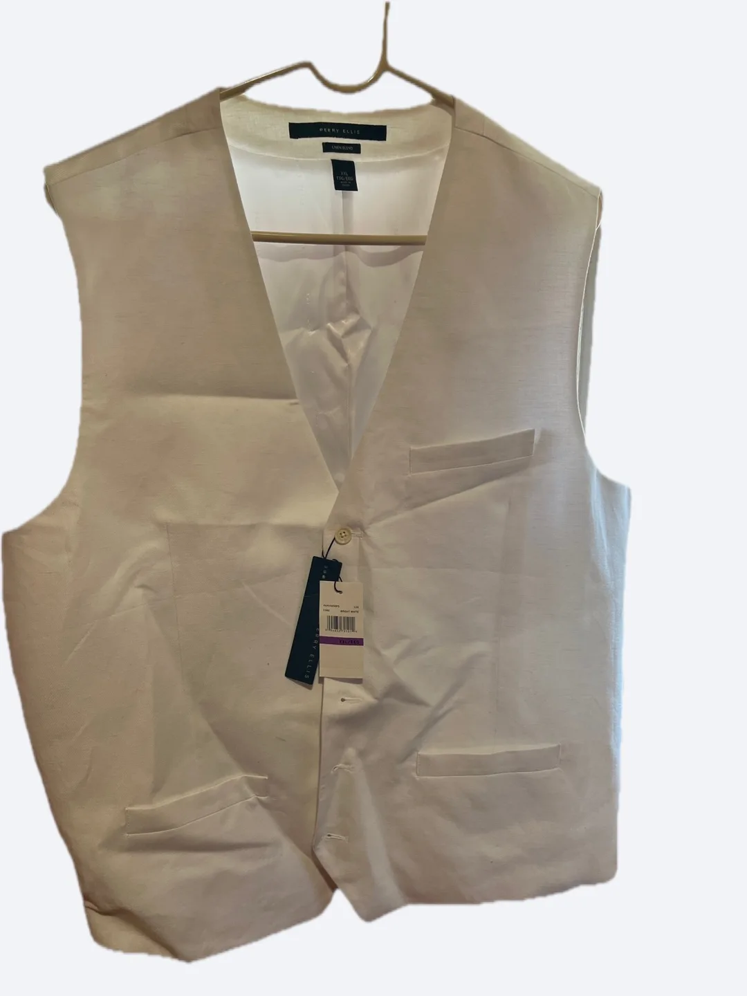 Perry Ellis Linen Vest - White thumbnail