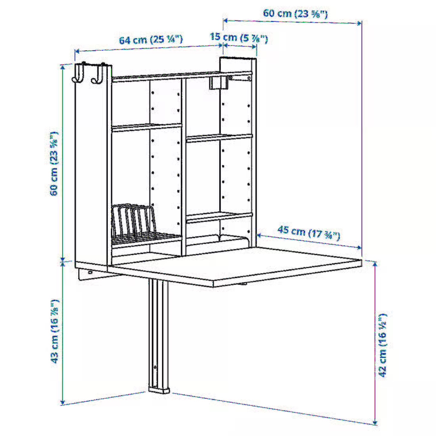 Wall-Mounted Drop-Leaf Table White - photo 3