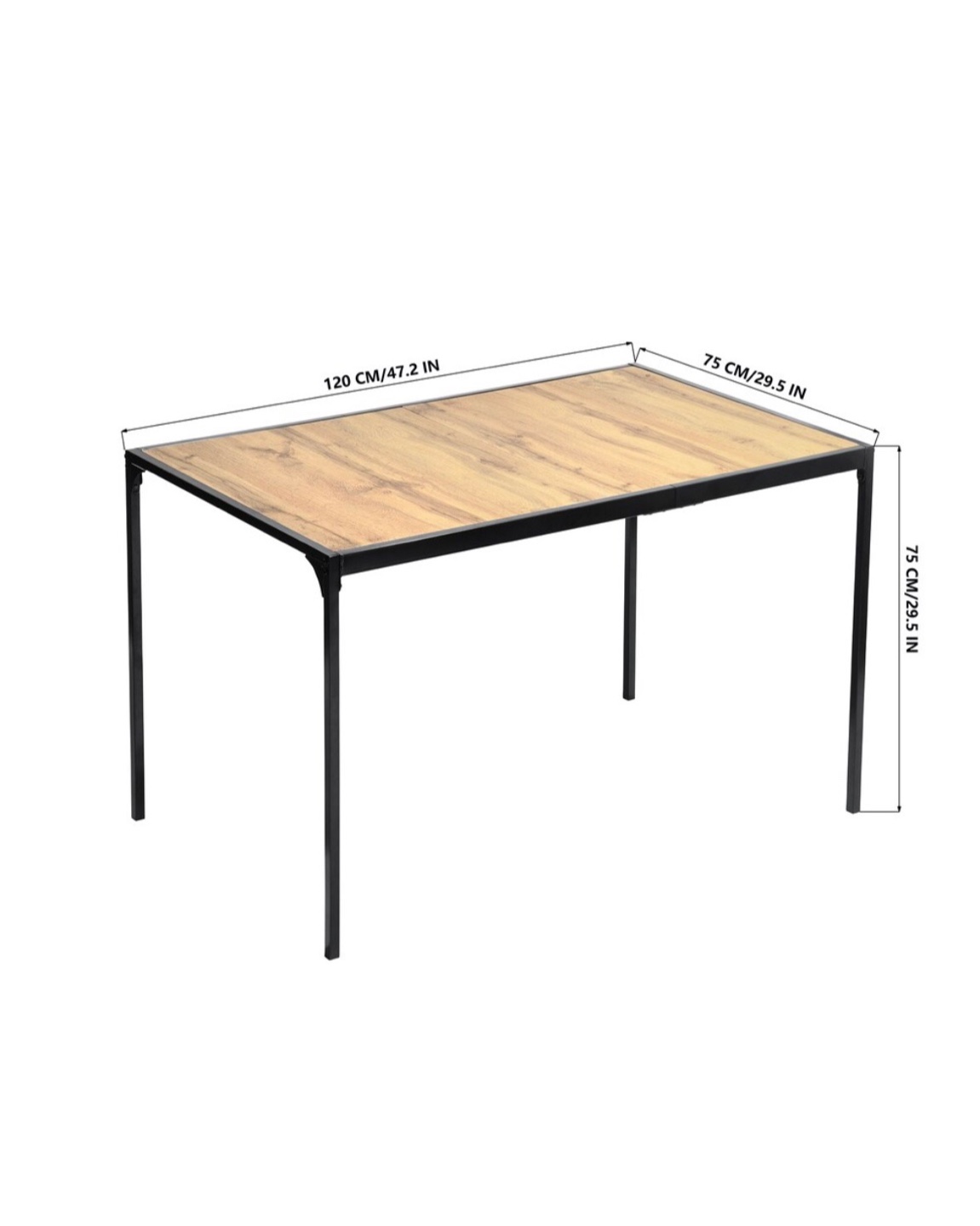 OAK RECTANGLE DINING TABLE W/ METAL FRAME - photo 2
