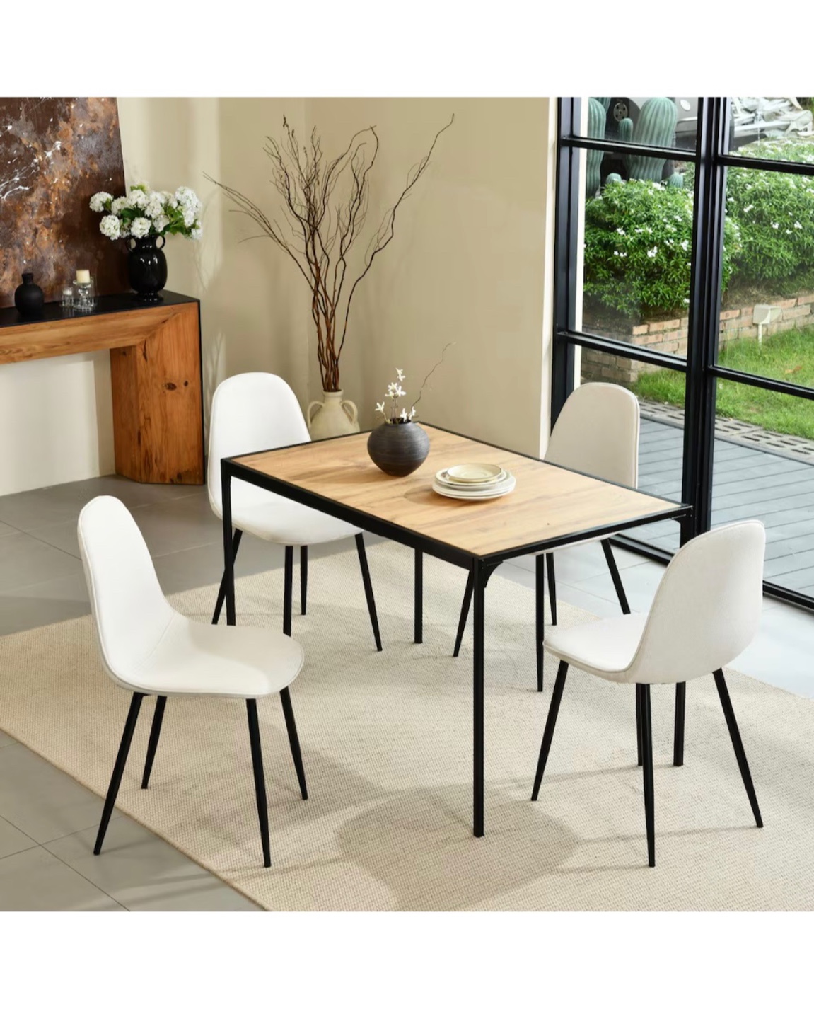 OAK RECTANGLE DINING TABLE W/ METAL FRAME - photo 4