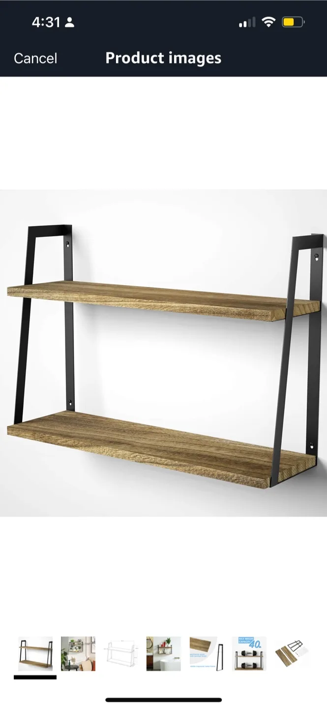 Rustic Wood 2-Tier Wall Shelf thumbnail