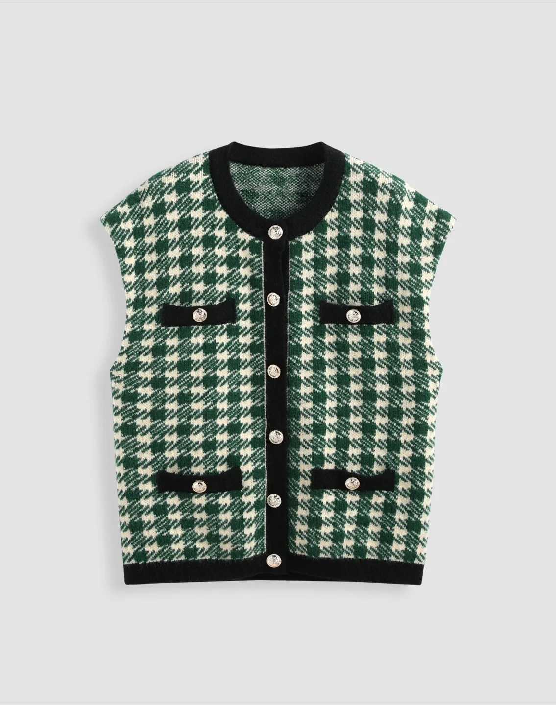 Cider Houndstooth Checked Knit Vest thumbnail