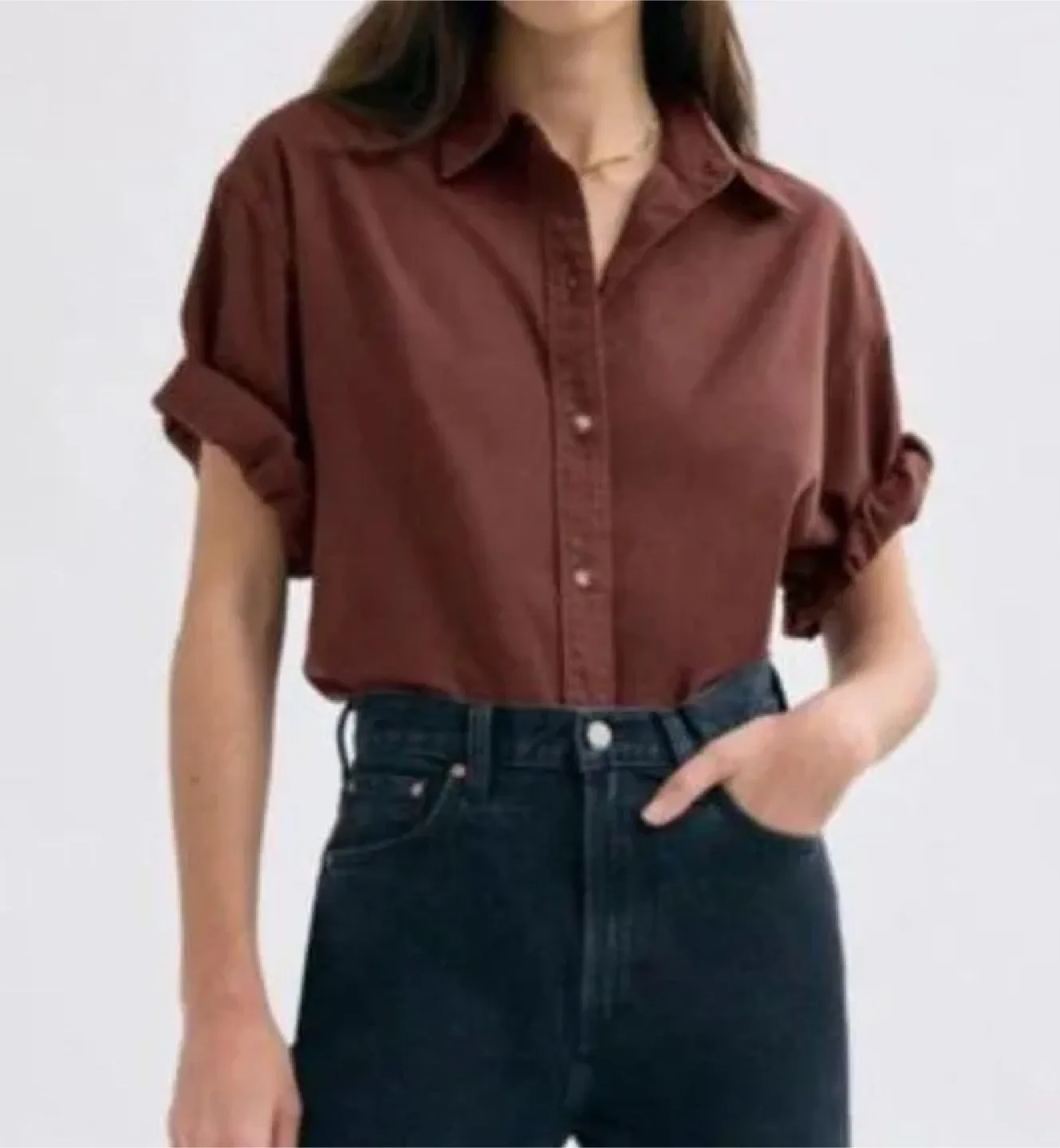 Aritzia Denim Forum The Jane Shirt | Rich Mocha Brown thumbnail