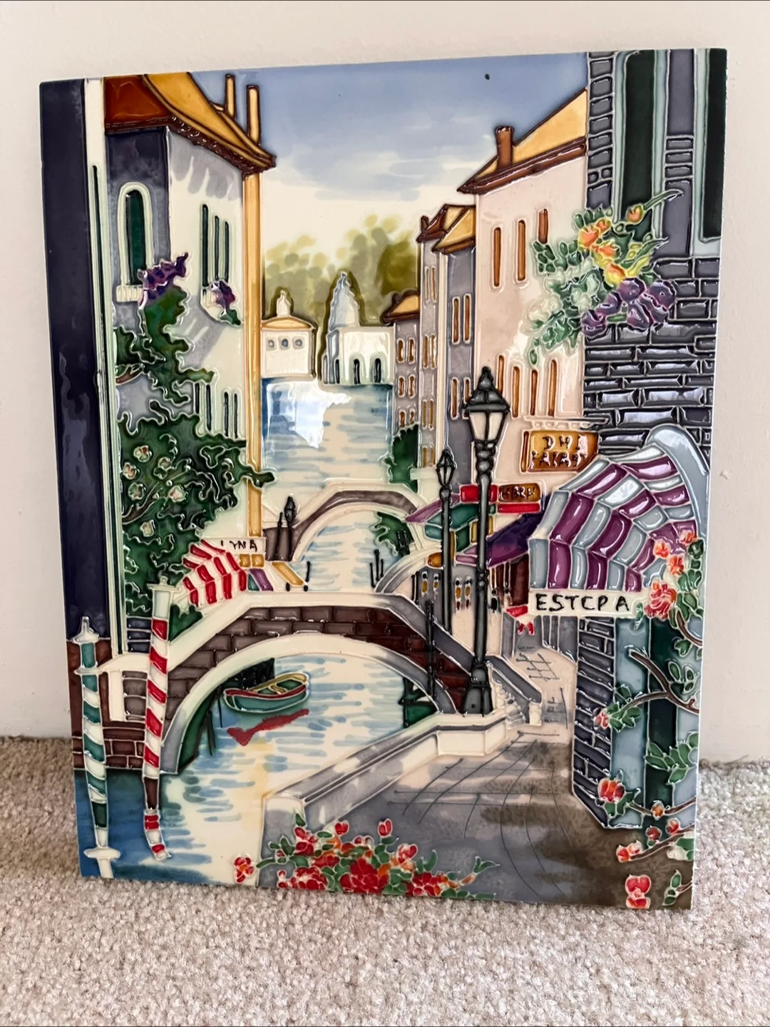 Italian Canal Scene Tile Art Venice thumbnail