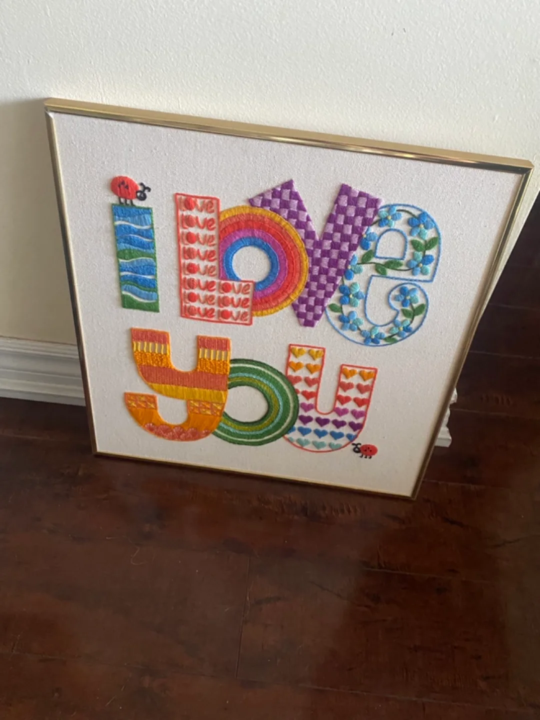 Embroidered "I Love You" Wall Art thumbnail