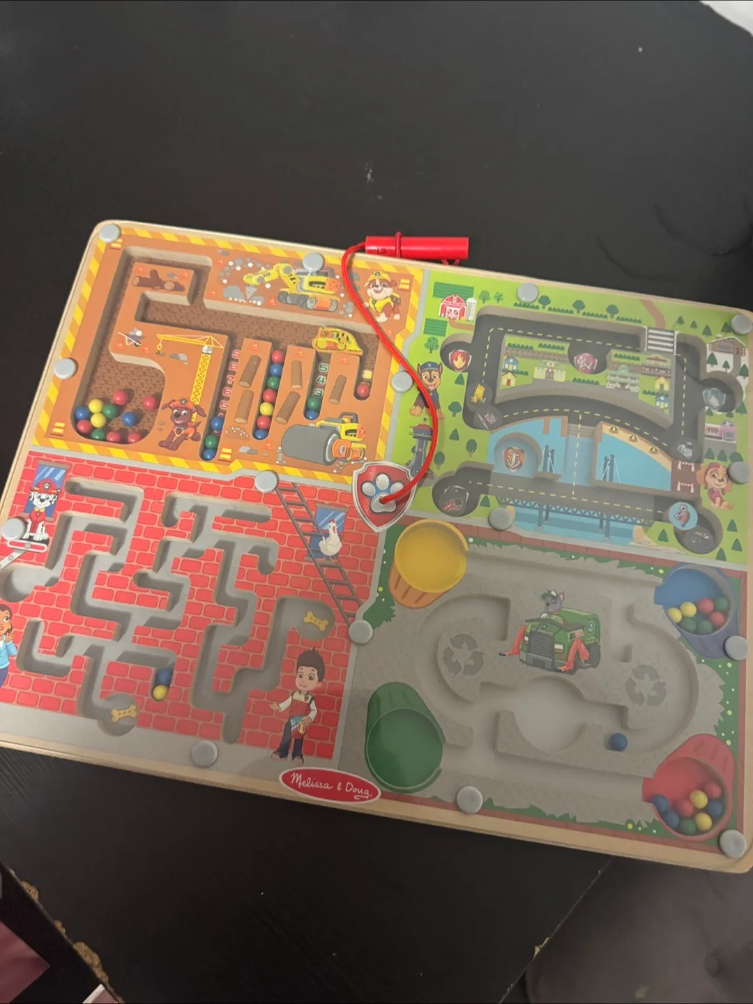 Melissa & Doug Paw Patrol Wooden 4-in-1 Magnetic Wand Maze Board thumbnail