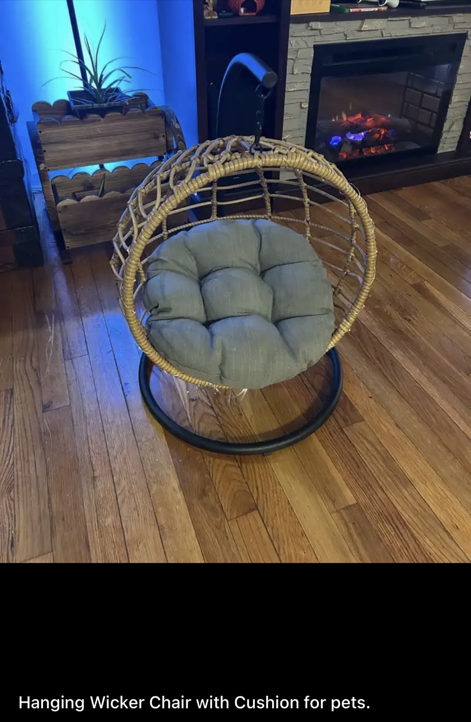 Hanging Wicker Pet Chair with Cushion
