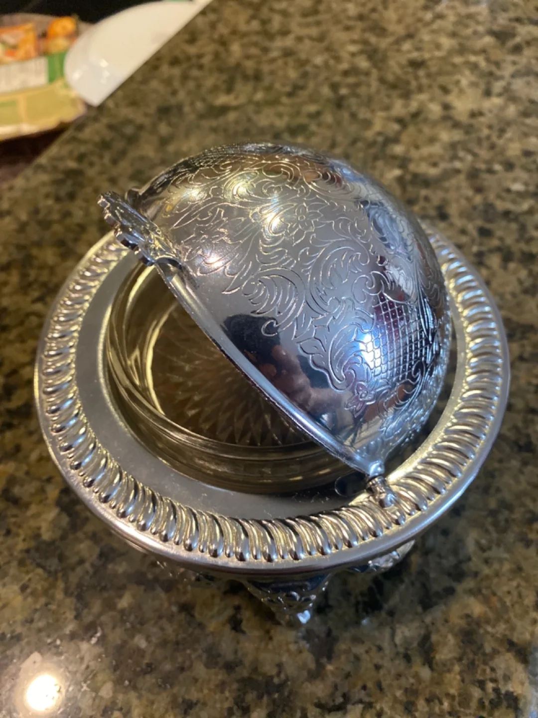 Silver Plated Butter Dish with Glass Insert thumbnail