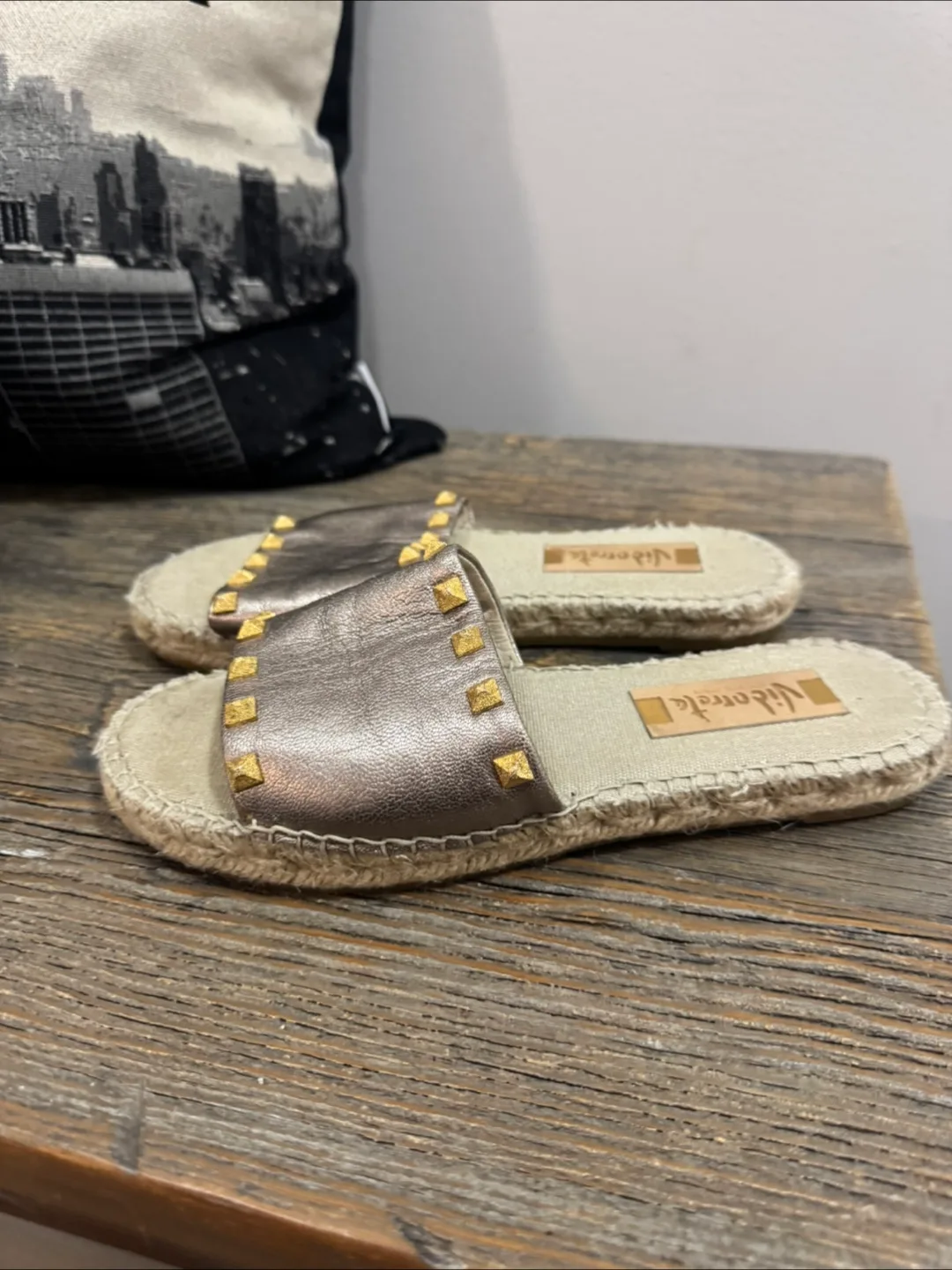 Rockstud leather espadrille / sandals  - 37 thumbnail