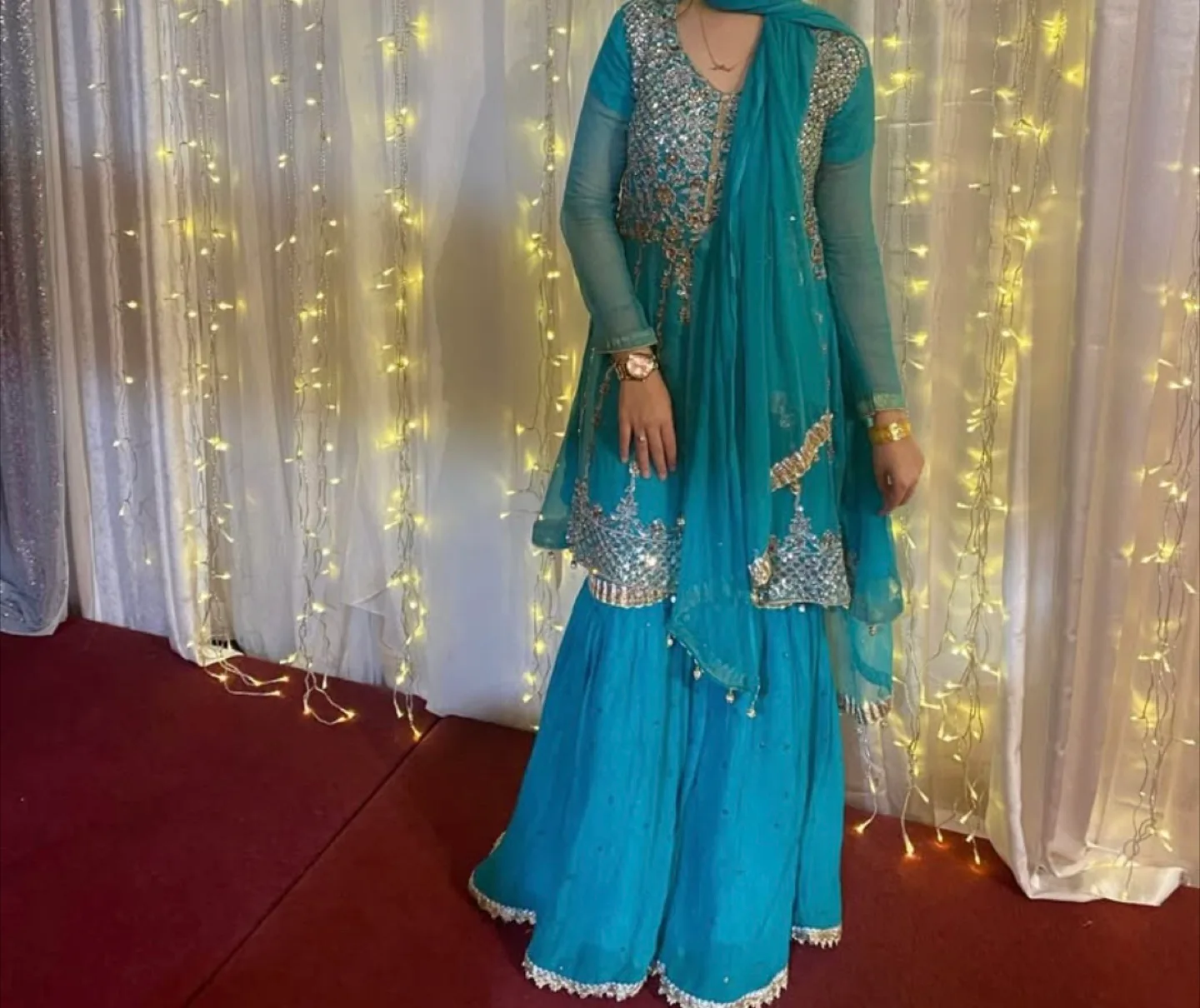 Teal Sharara Suit