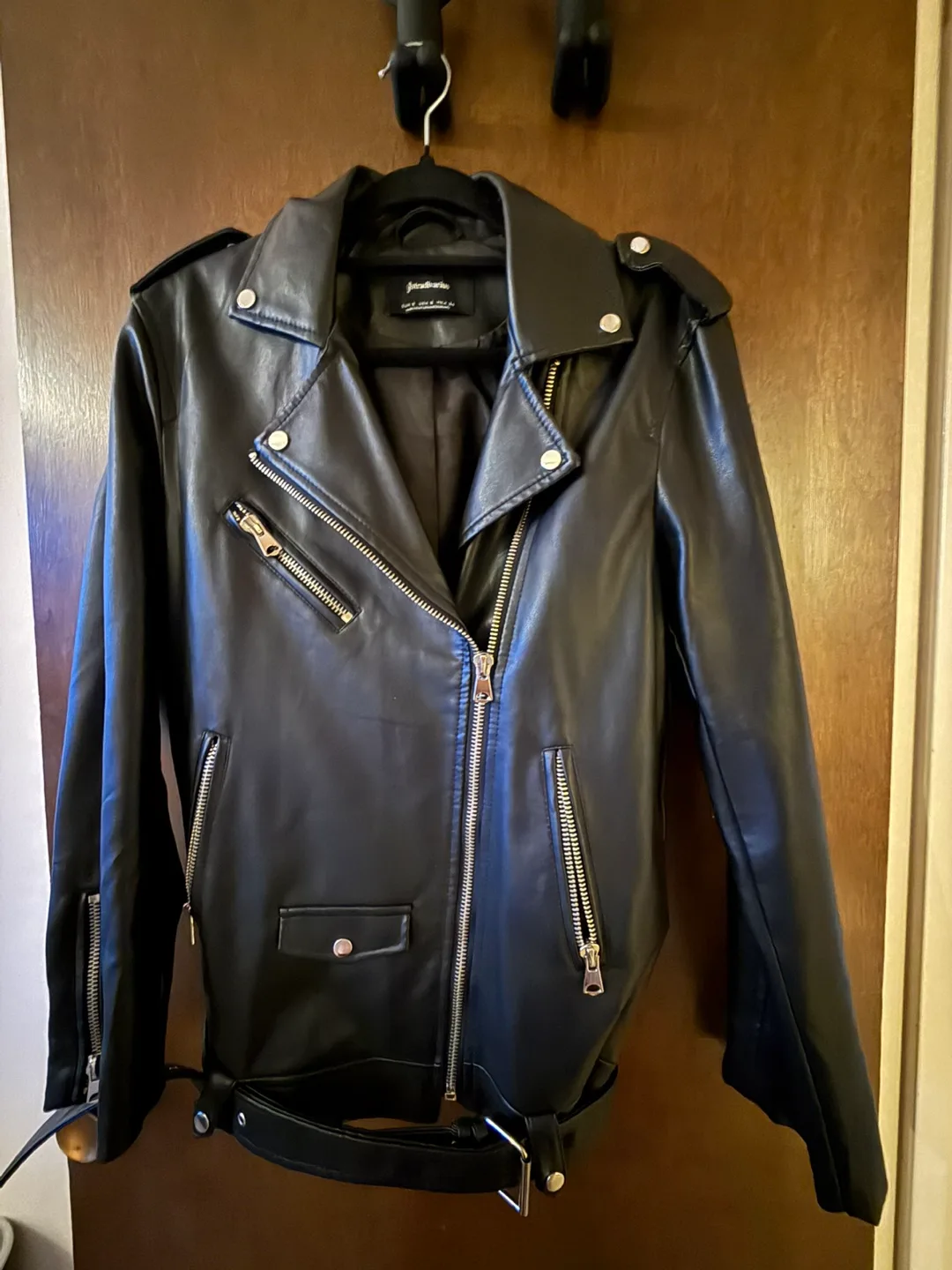 Stradivarius Black Faux Leather Biker Jacket thumbnail
