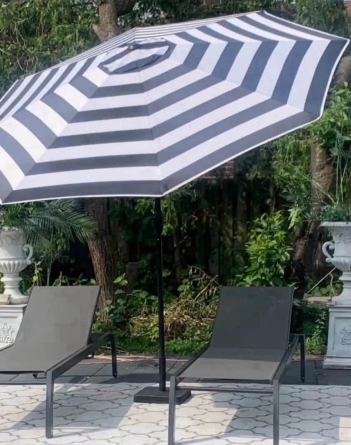 Patio Umbrella  9 feet - Black & White Stripe thumbnail