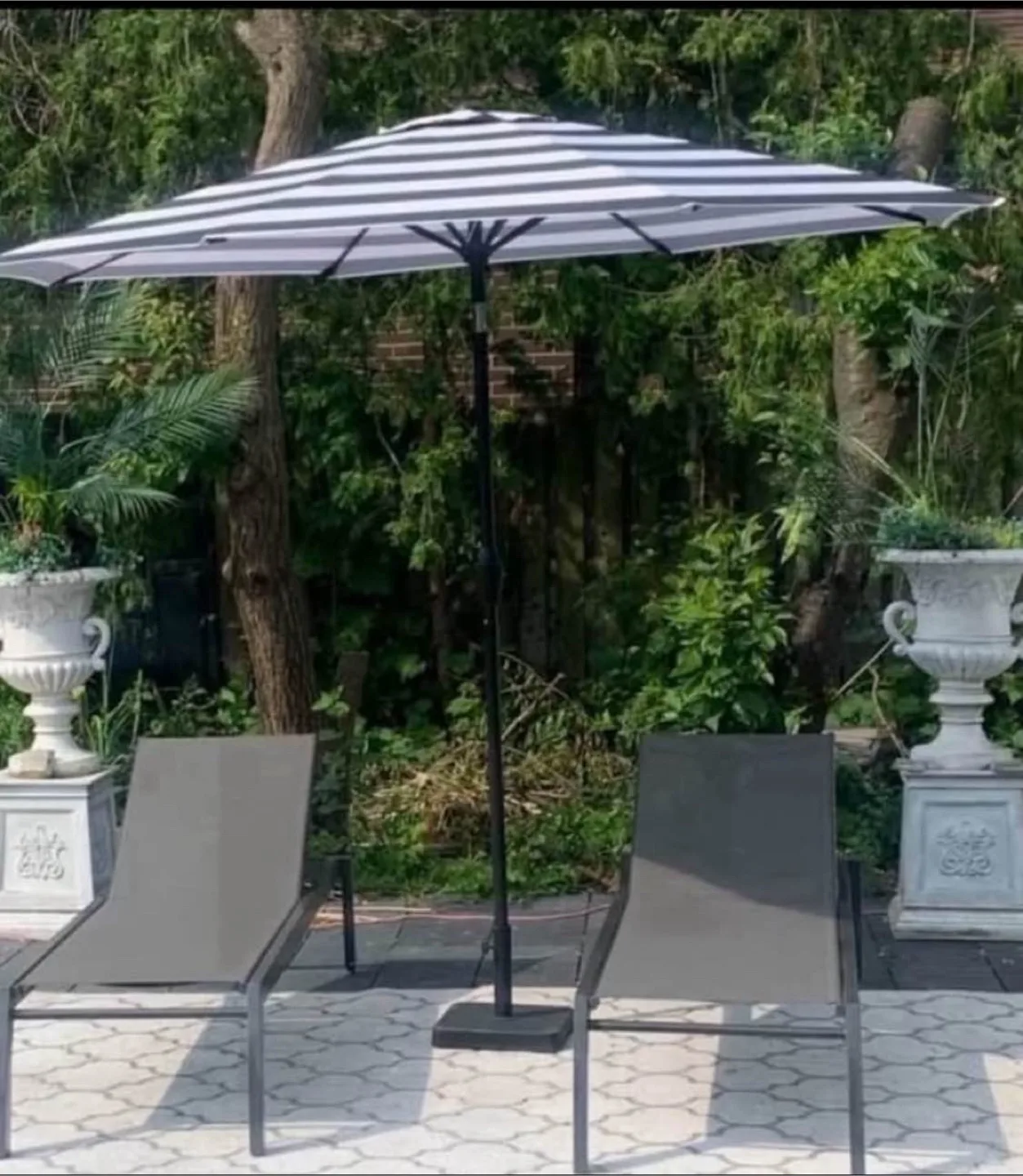 Outdoor Patio Umbrella - Black & White Stripe thumbnail