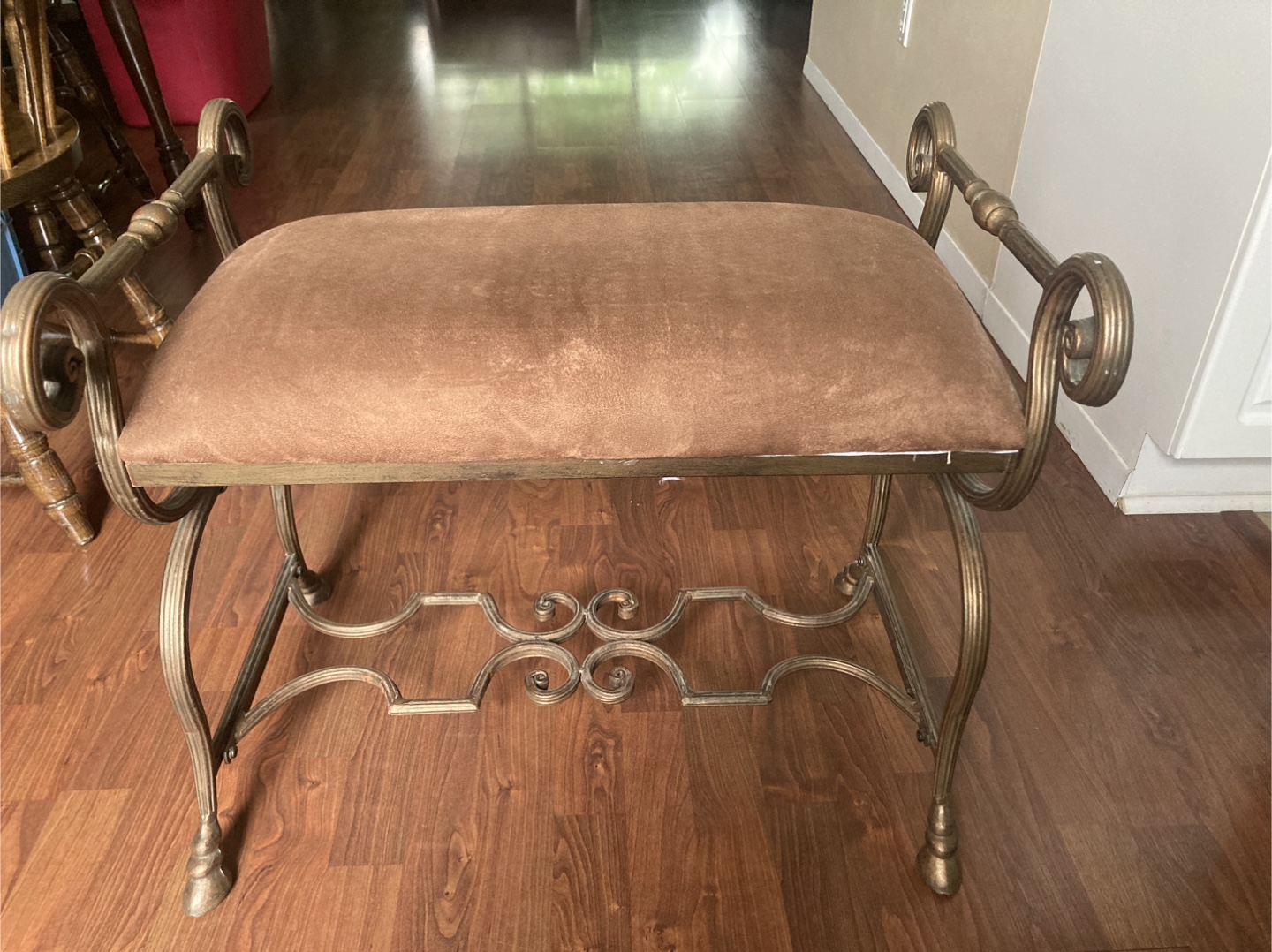 Upholstered Bench with Metal Frame