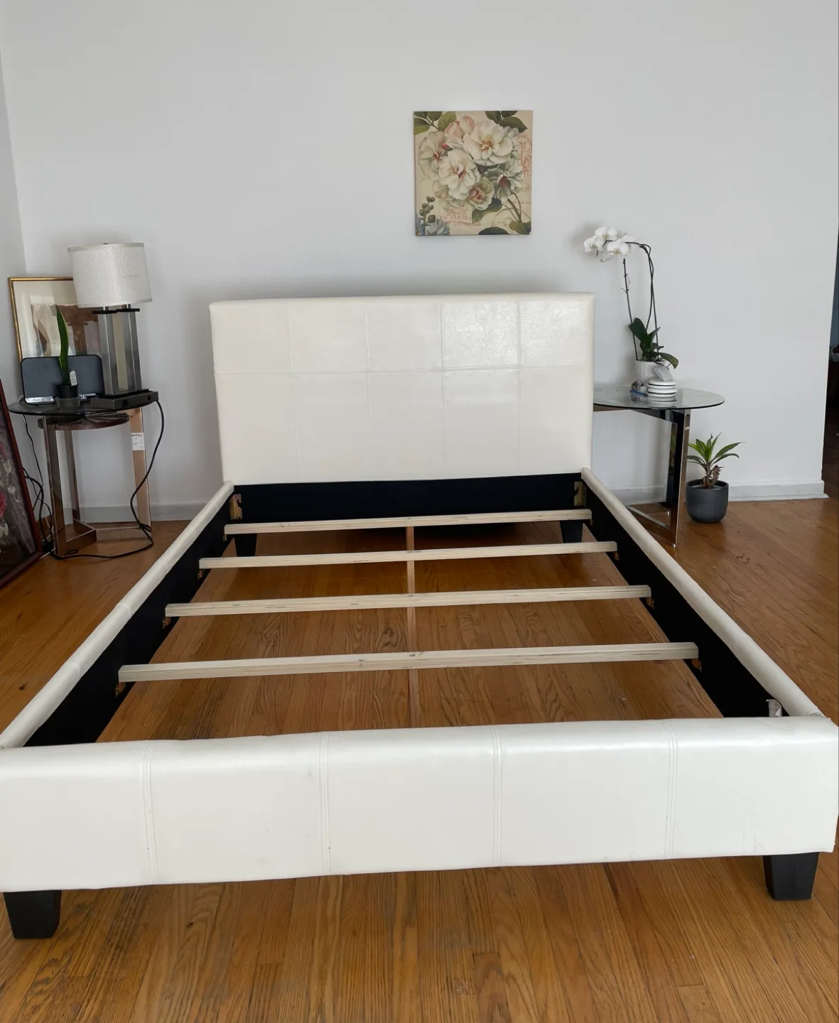 White Faux Leather Queen Bed Frame thumbnail