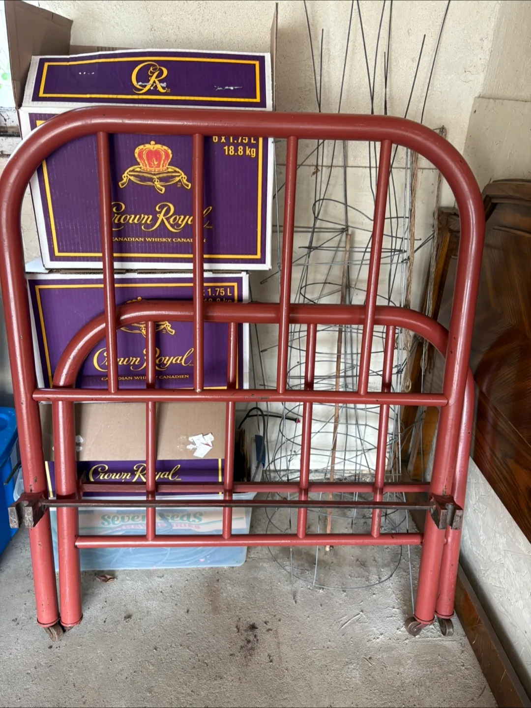 Antique single bed frame including mattress thumbnail