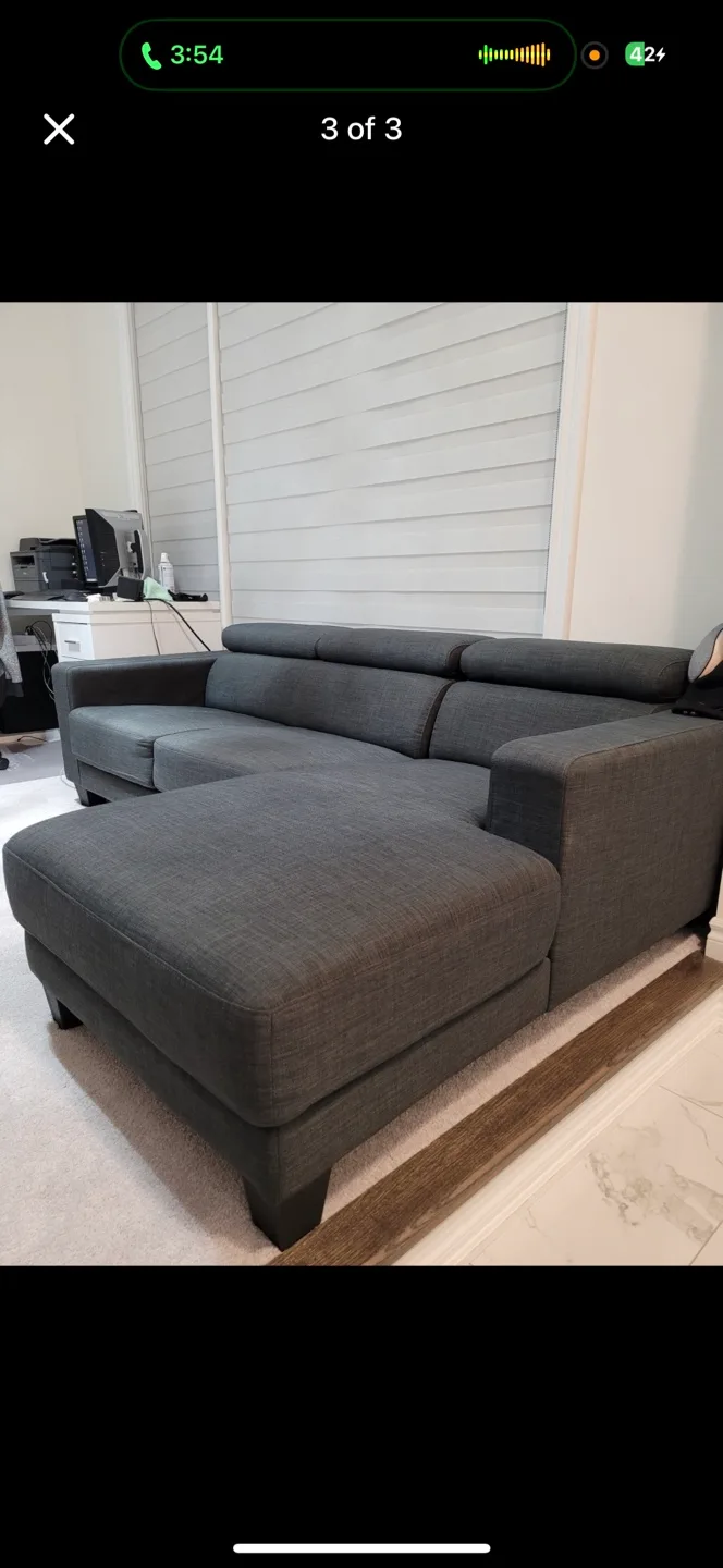 Structube Grey Sectional Sofa (143x155cm) thumbnail