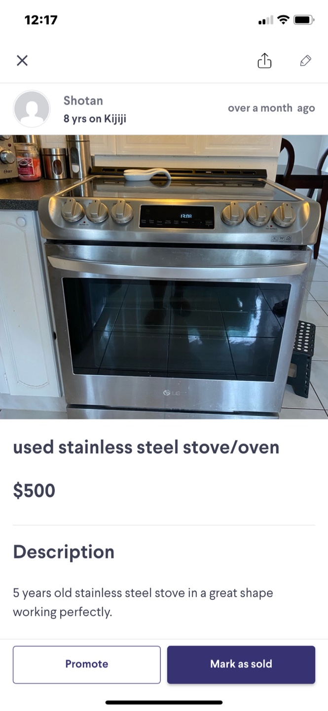 Used LG Stainless Steel Stove/Oven