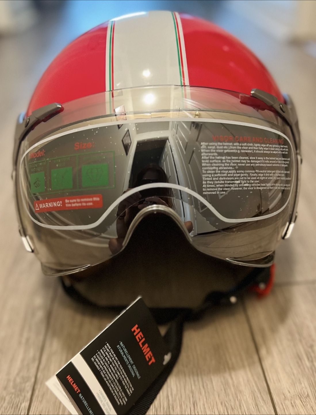 NEW Red Retro Motorcycle Helmet - large - photo 2