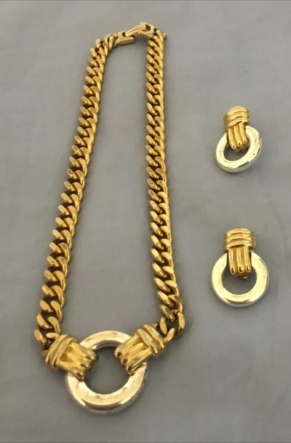 Gold Tone Necklace and Earrings Set thumbnail