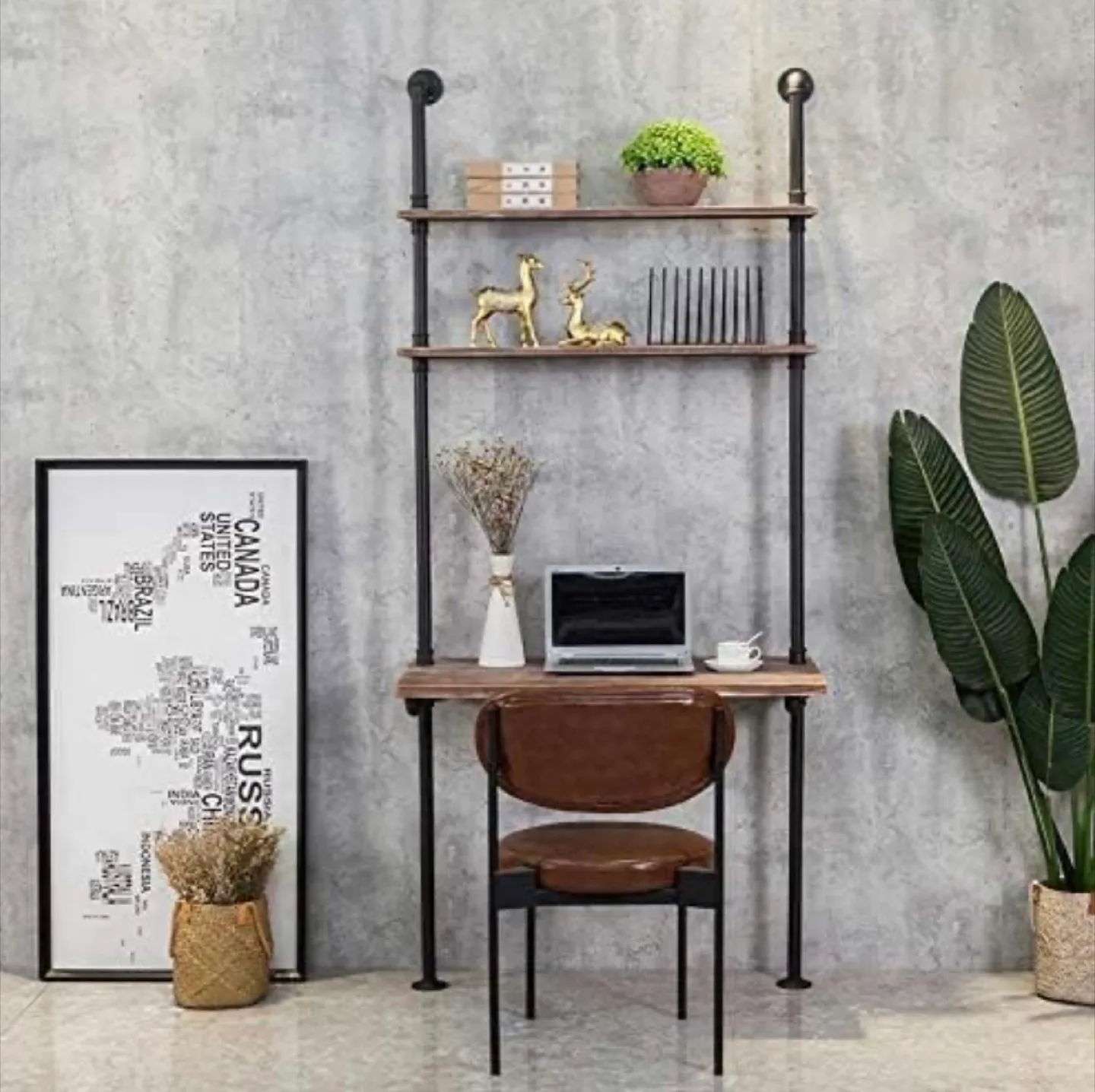 Industrial Pipe Desk with Shelves thumbnail