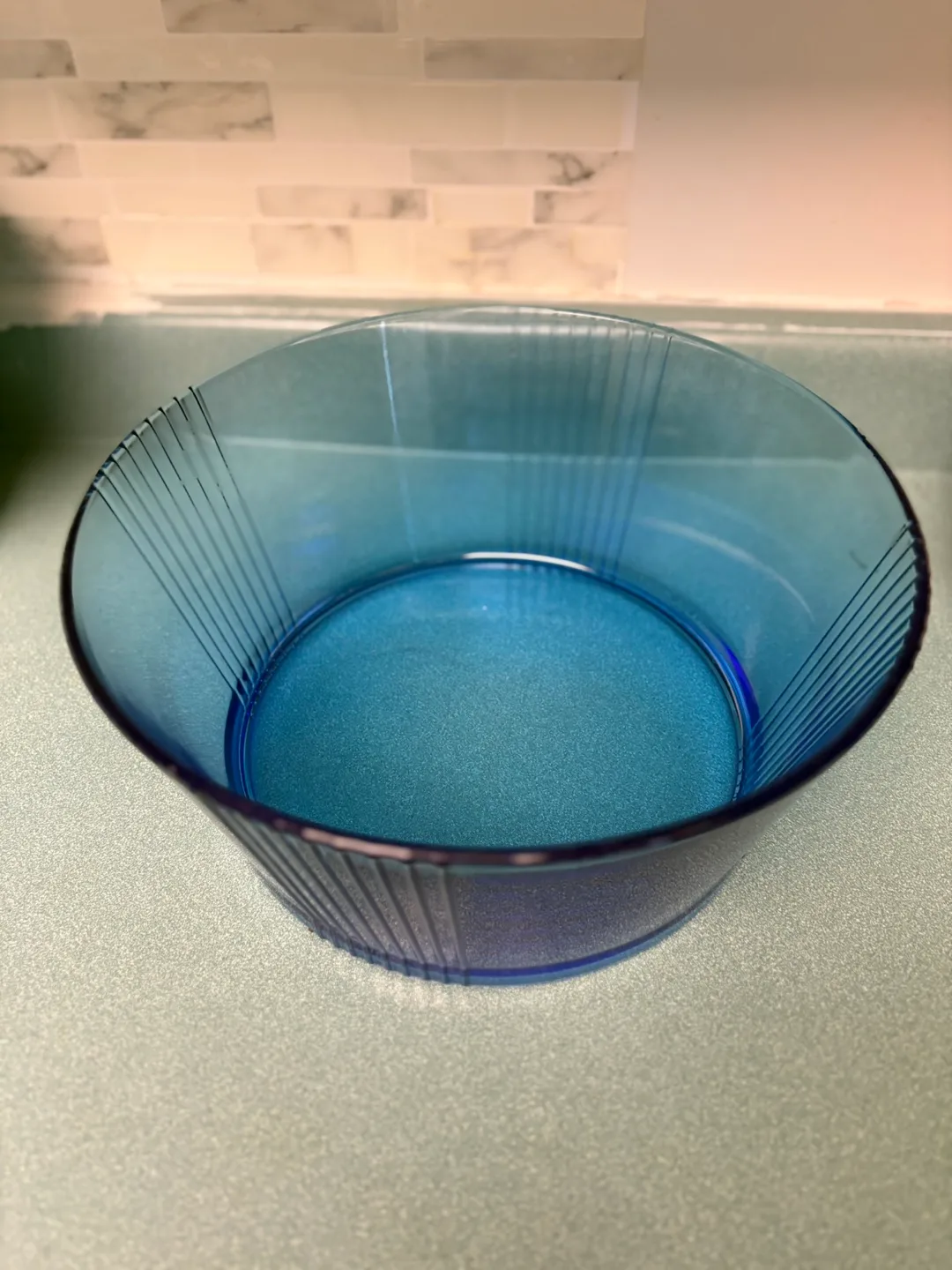 Vintage Blue Glass Bowl - extra large thumbnail
