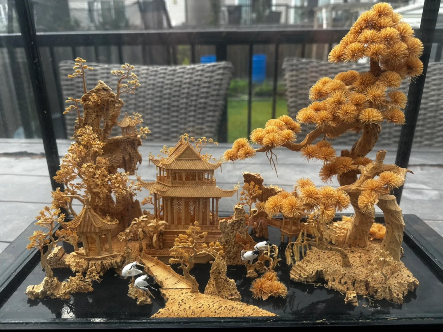 Vintage Large 21 Inch Asian Cork Chinese 3 Pagoda Temple Diorama thumbnail