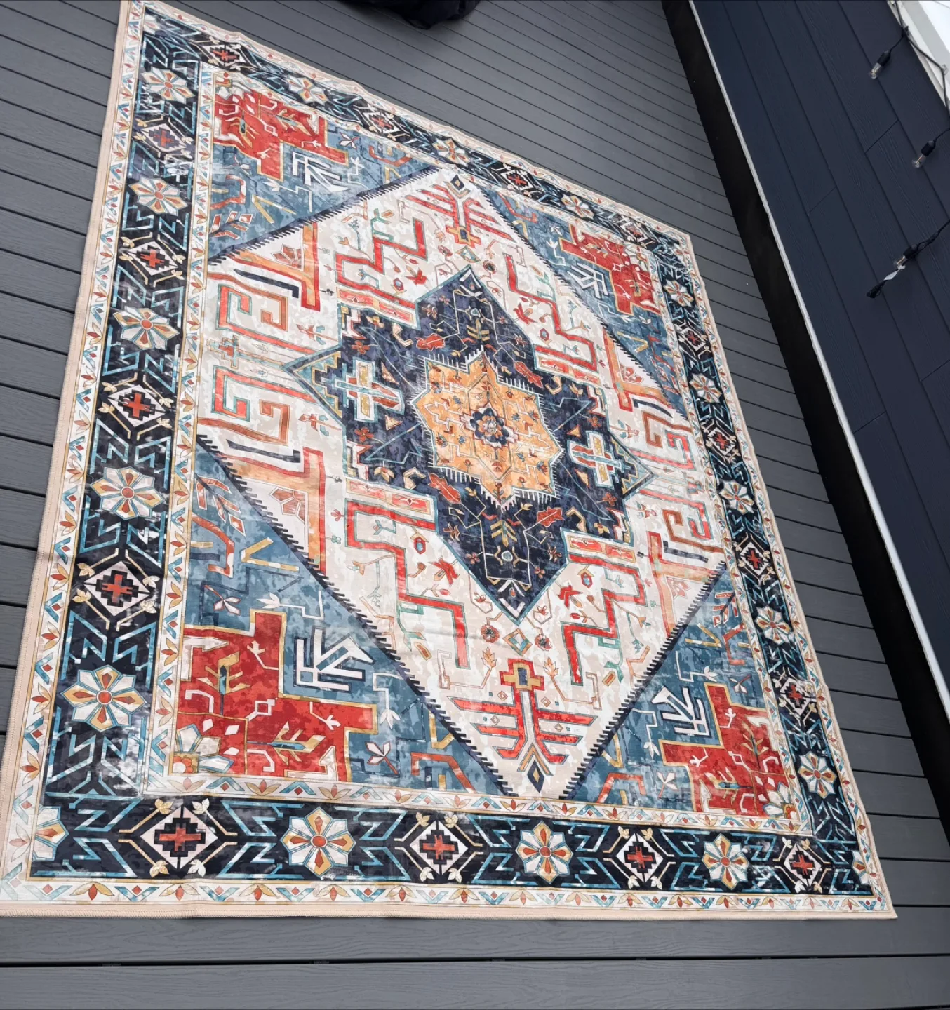 Area Rug, 8x10, Blue/Orange/Beige thumbnail